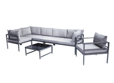 Salon de jardin en métal avec table, canapé d'angle et fauteuil SALENTO - Salon de jardin en métal avec table, canapé d'angle et fauteuil SALENTO