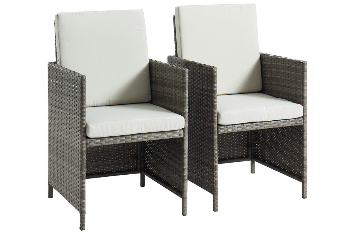 Salon de jardin en rsine tresse avec table et 6 fauteuils gris DALIAS