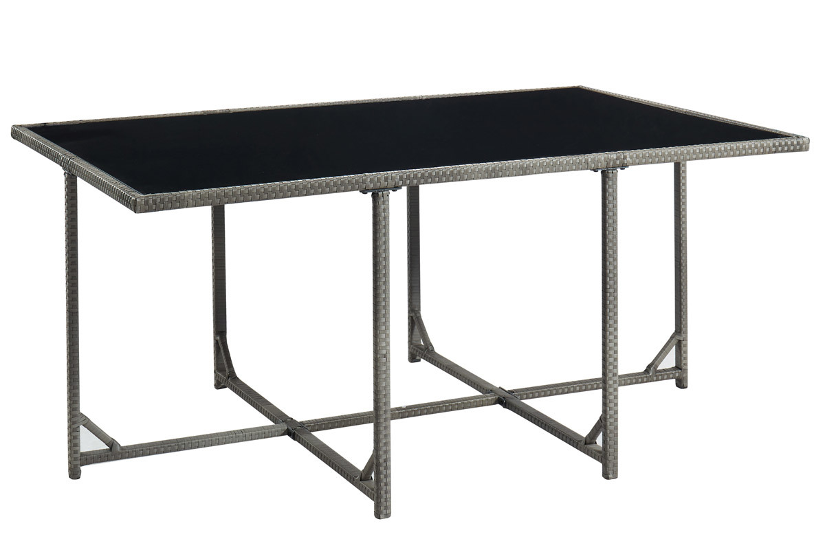 Salon de jardin en rsine tresse avec table et 6 fauteuils gris DALIAS