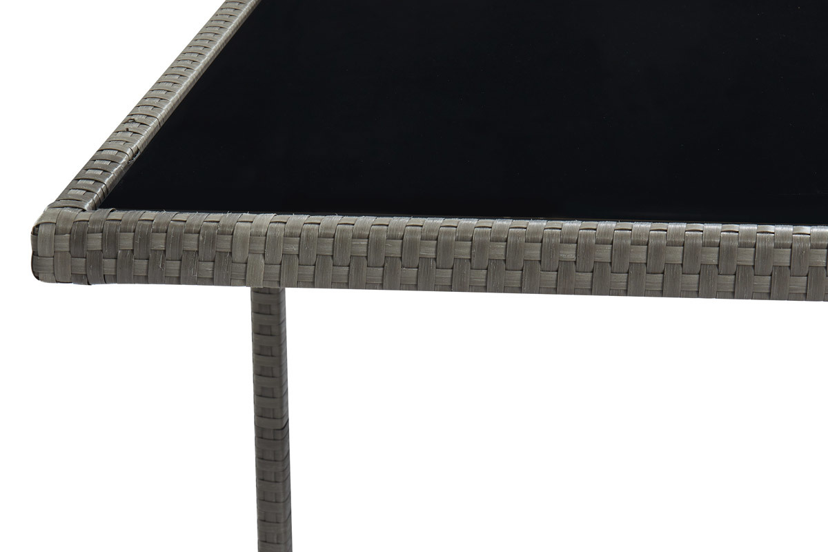 Salon de jardin en rsine tresse avec table et 6 fauteuils gris DALIAS