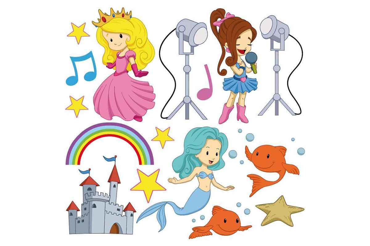Stickers princesse et sir�ne 30x30cm