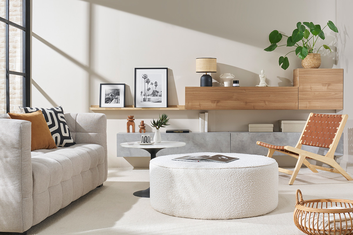 Support mural cadres photos - tagre linaire en bois clair chne L120 cm LINEA