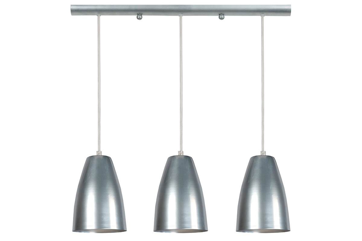 Suspension barre design 3 lumi�res chrom� FRIDAY
