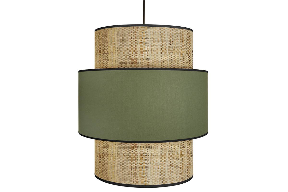 Suspension bimati�re jute et tissu kaki D40 cm CHILL