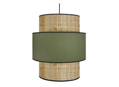 Suspension bimati&egrave;re jute et tissu kaki D40 cm CHILL