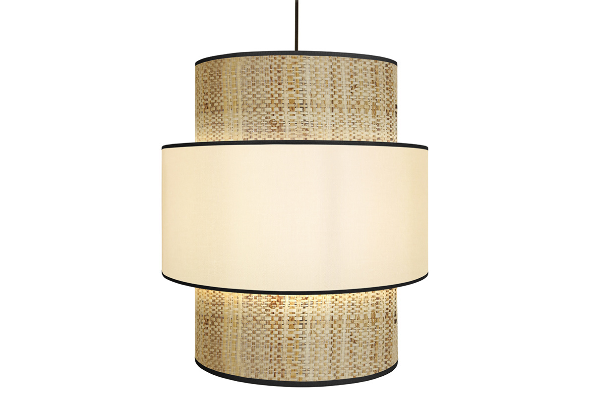 Suspension bimati�re jute et tissu naturel D40 cm CHILL