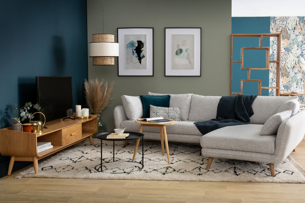 Suspension bimati�re jute et tissu rouge D40 cm CHILL