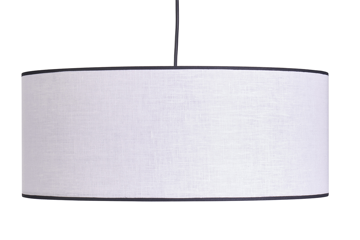 Suspension cylindrique en lin blanc et rabane naturelle D50 cm TRAVES