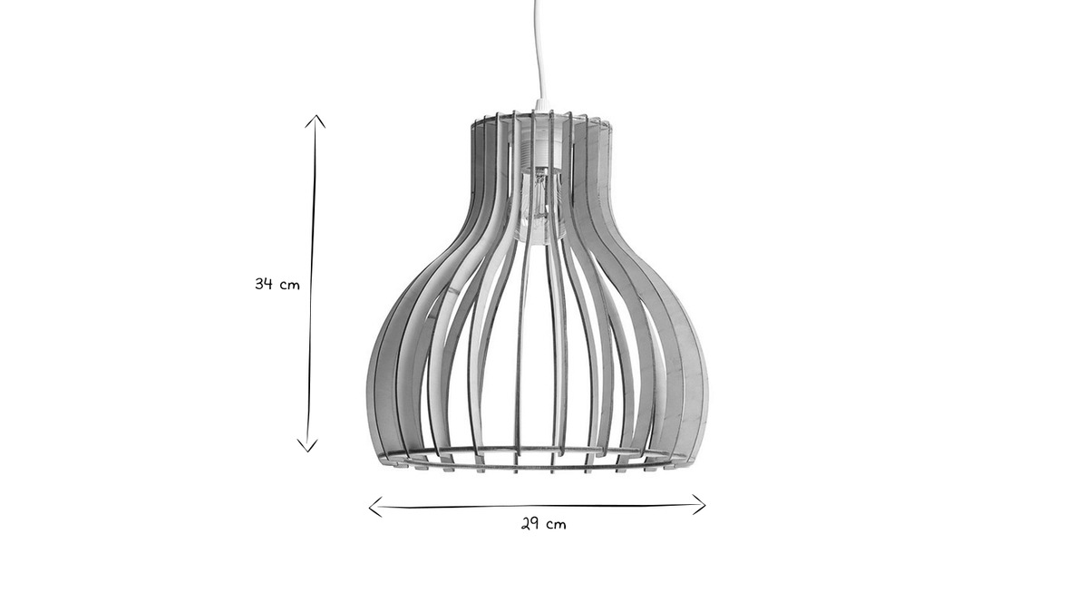 Suspension design ajoure en bois naturel et lige D29 cm FIJI