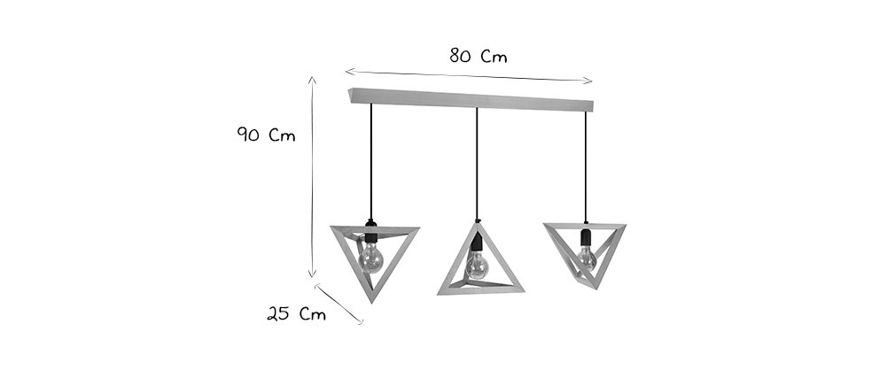 Suspension design en bois 3 lampes DUNE