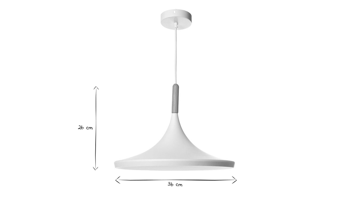 Suspension design en mtal blanc et bois clair D36 cm JAVA