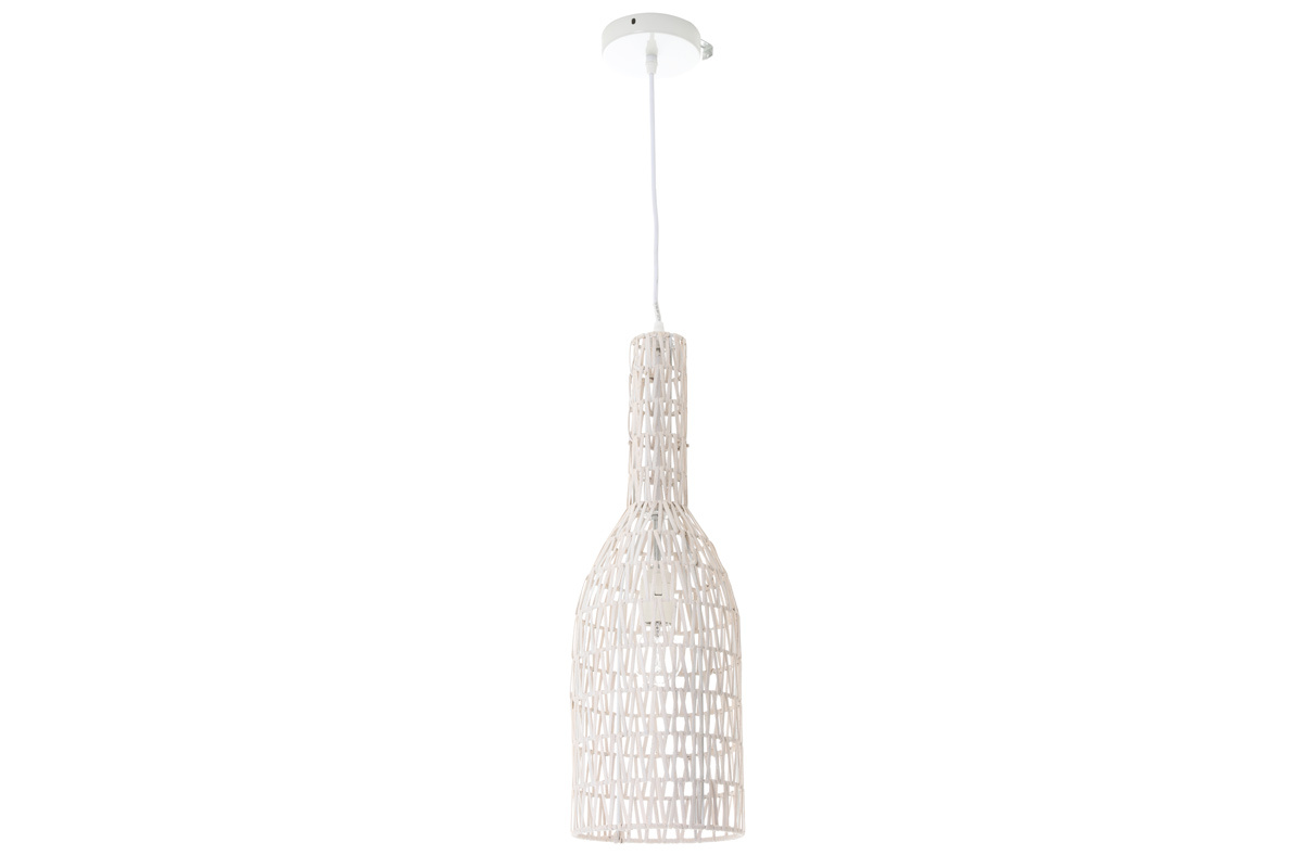 Suspension design en rotin blanc D19 cm PHILAE