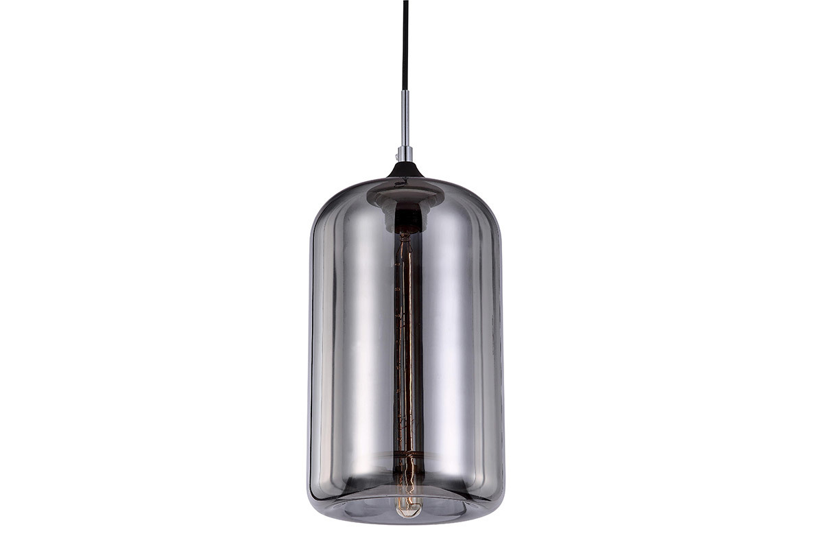 Suspension design verre souffl� transparent noir MILAN