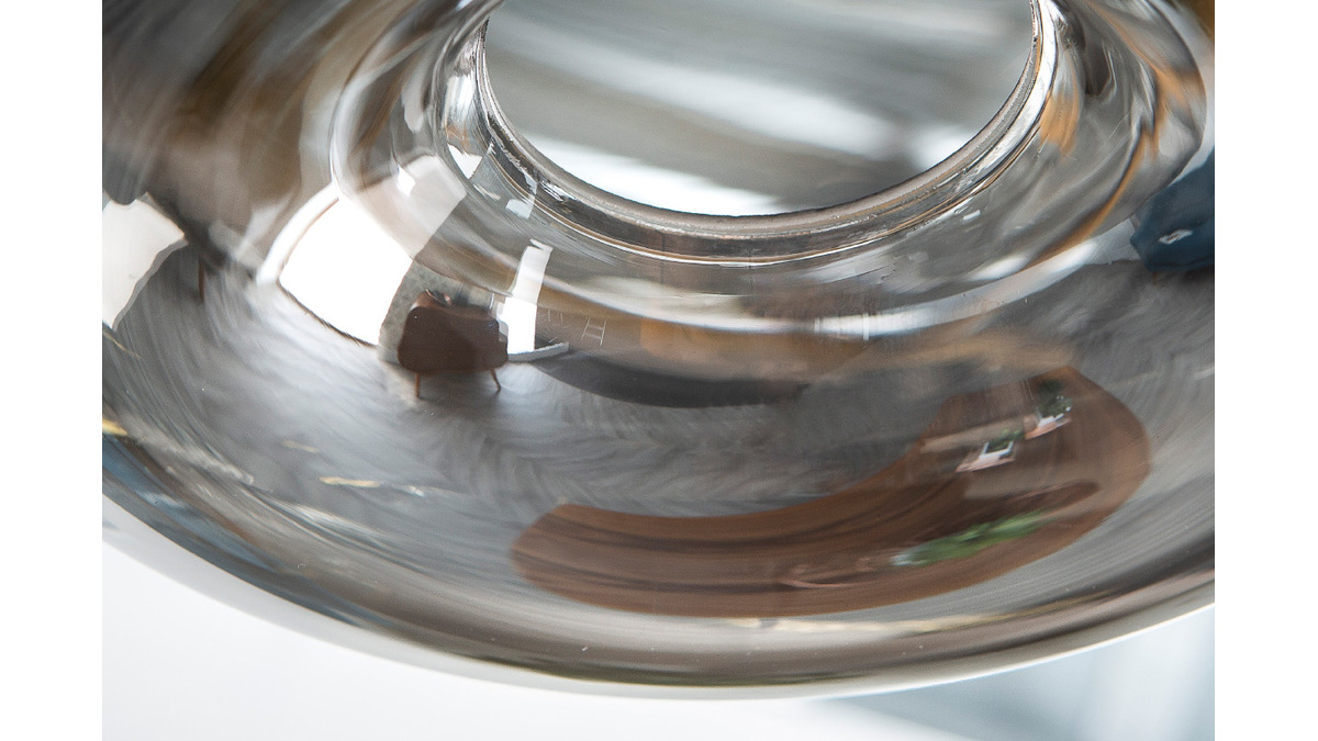 Suspension design verre souffl transparent noir MISTIC