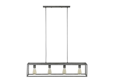 Suspension industrielle 4 lampes en m&eacute;tal vieilli QUATRO