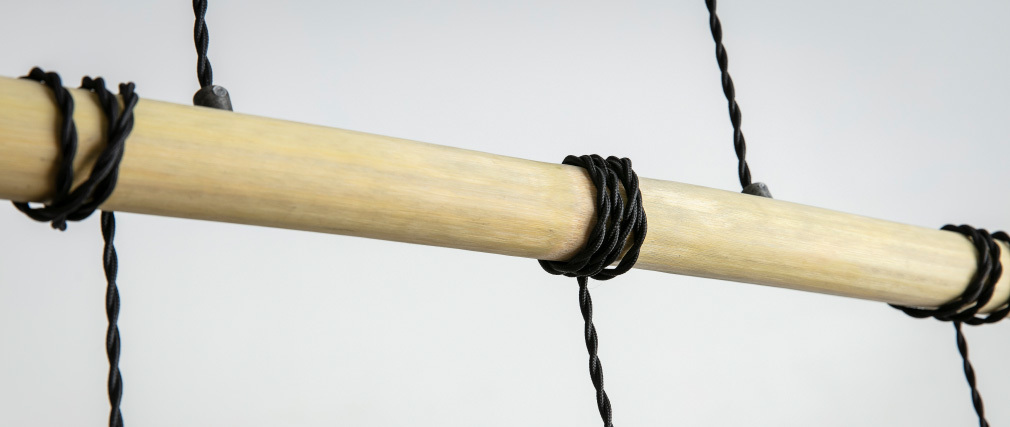 Suspension industrielle 5 ampoules sur bambou LUCE