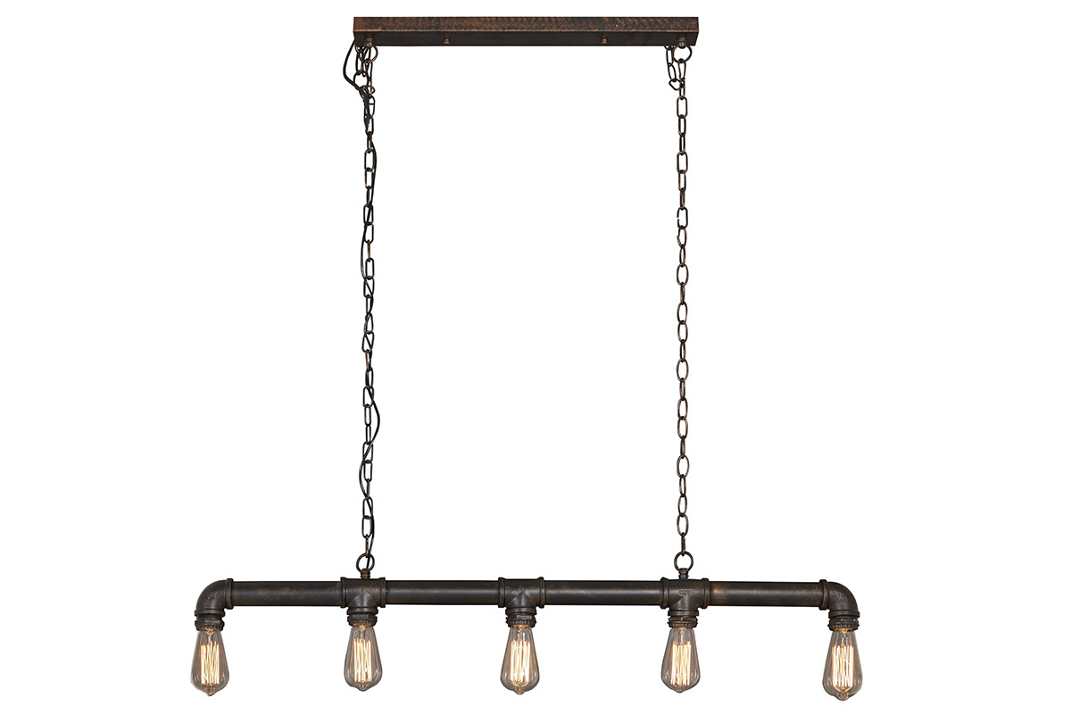 Suspension industrielle 5 lampes en m�tal noir SLANG