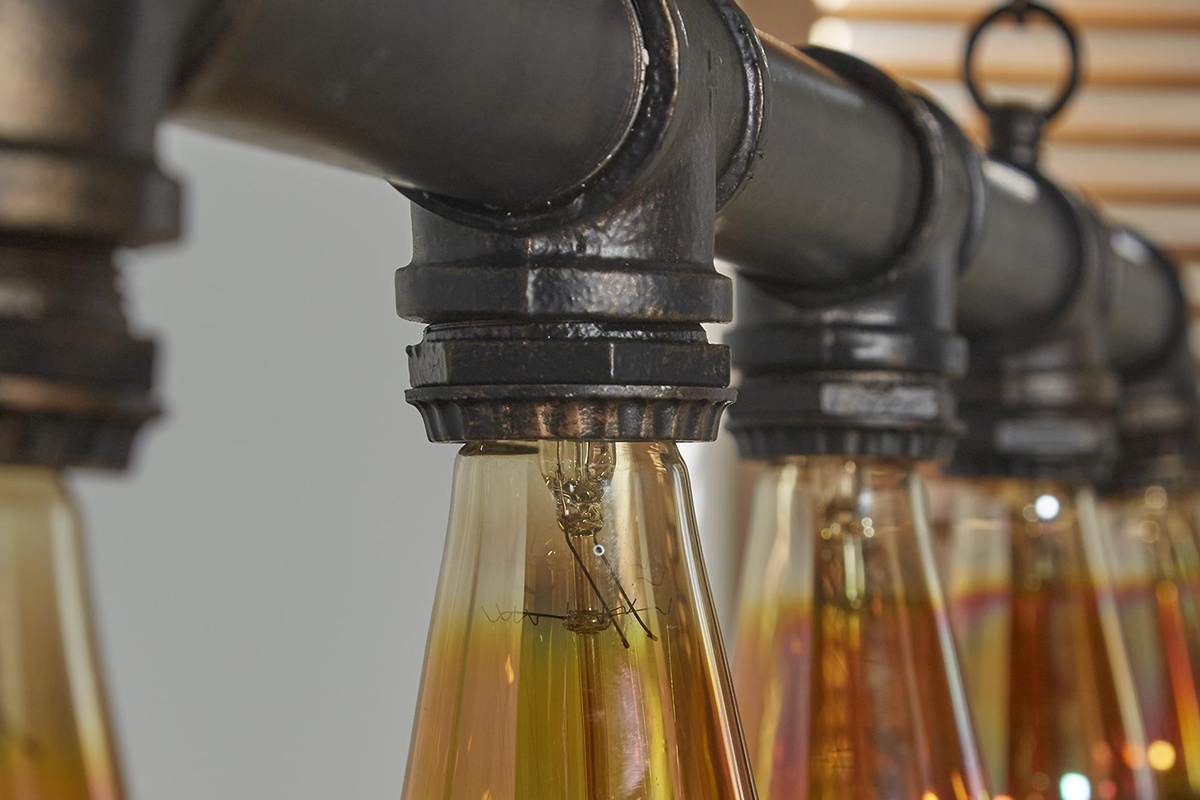 Suspension industrielle 5 lampes en m�tal noir SLANG