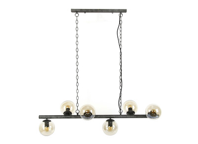 Suspension industrielle 6 lampes en m&eacute;tal vieilli BLOW