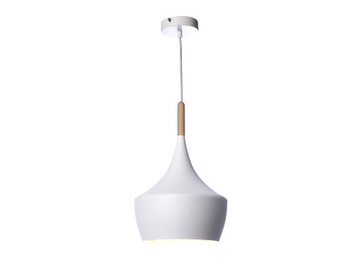 Suspension m&eacute;tal blanc et bois D24cm JAVA