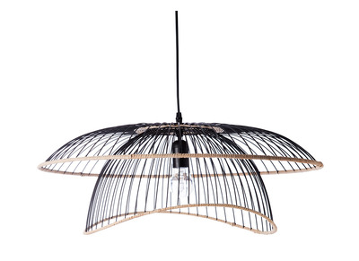 Suspension m&eacute;tal et rotin STEAM