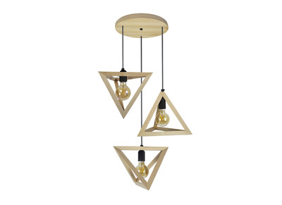 Suspension pyramide en bois 3 lampes DUNE