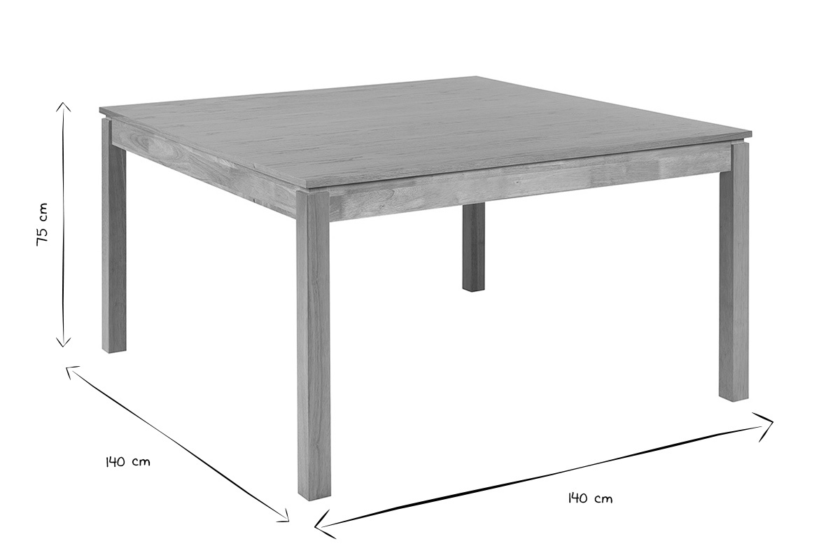 Table � manger carr�e bois clair L140 cm SYLVA