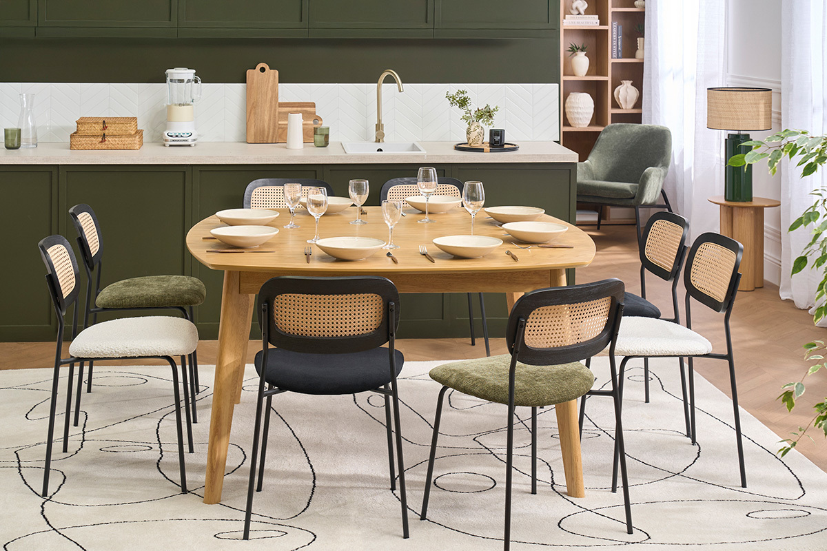 Table � manger carr�e scandinave bois clair ch�ne L140 cm LEENA