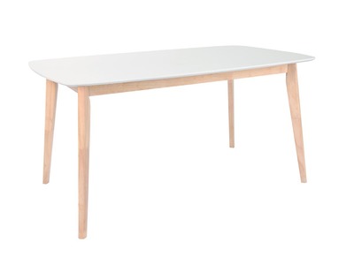 Table &agrave; manger design blanc et bois clair 120 cm LEENA