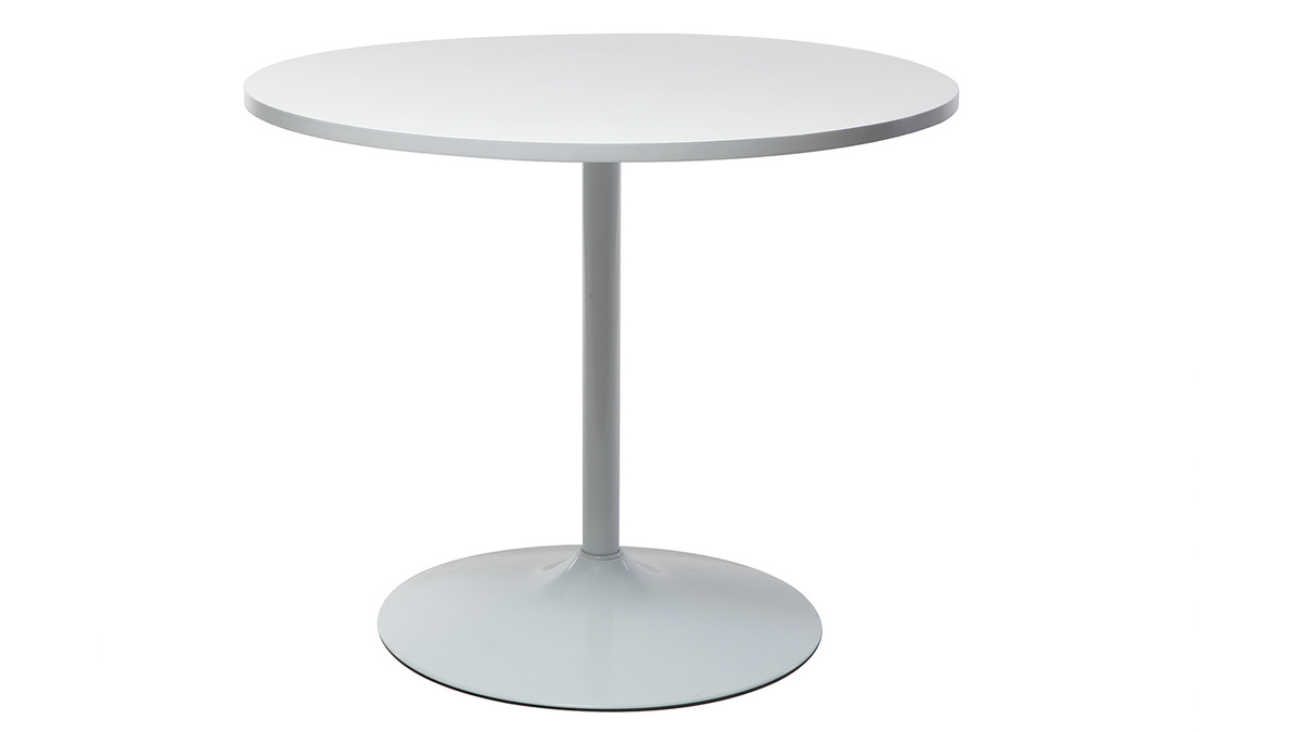 Table à manger design blanc ronde D90 cm CALISTA