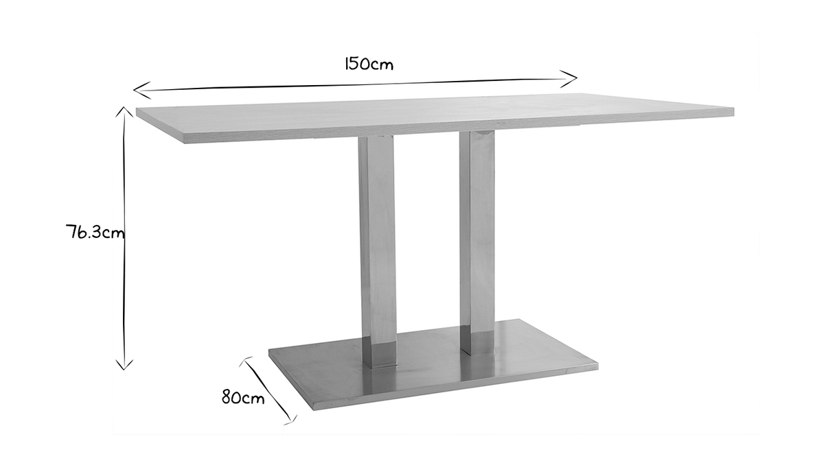 Table à manger design bois blanchi L150 cm FILIA