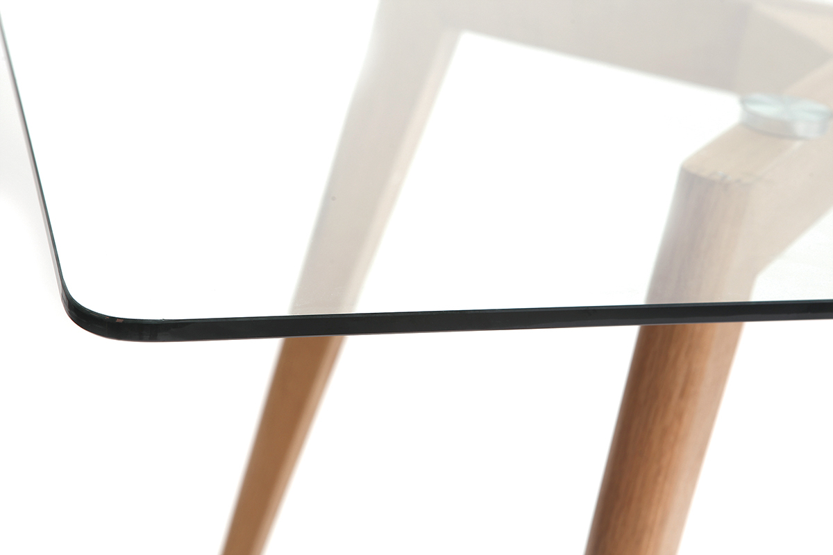 Table � manger design en verre et bois clair L200 cm DAVOS