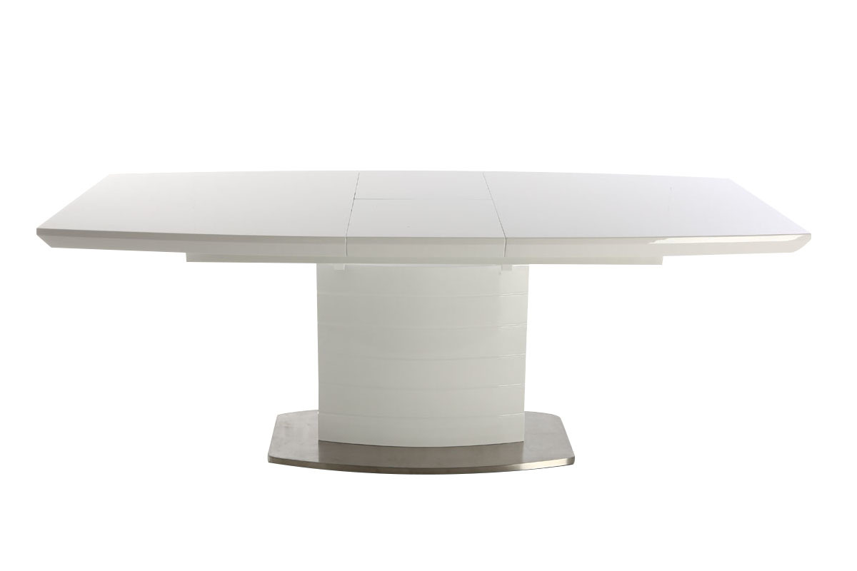 Table � manger design extensible blanc brillant L160-200 cm ERESOS
