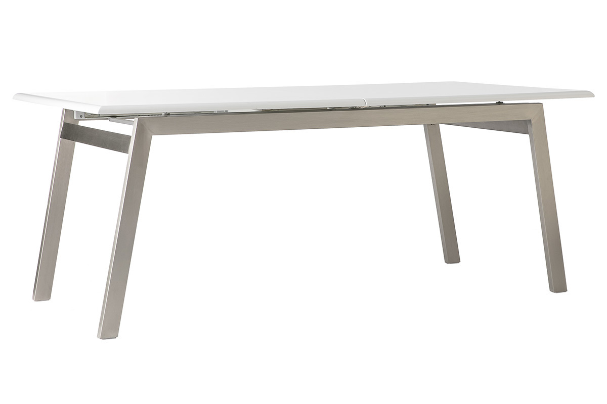 Table  manger design extensible blanche et mtal L188-238 cm MARNY