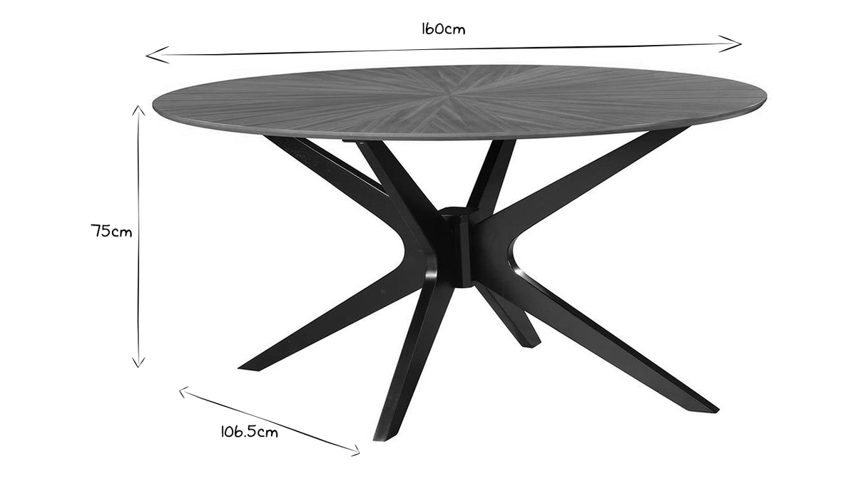 Table  manger design ovale noyer L160 cm DIELLI