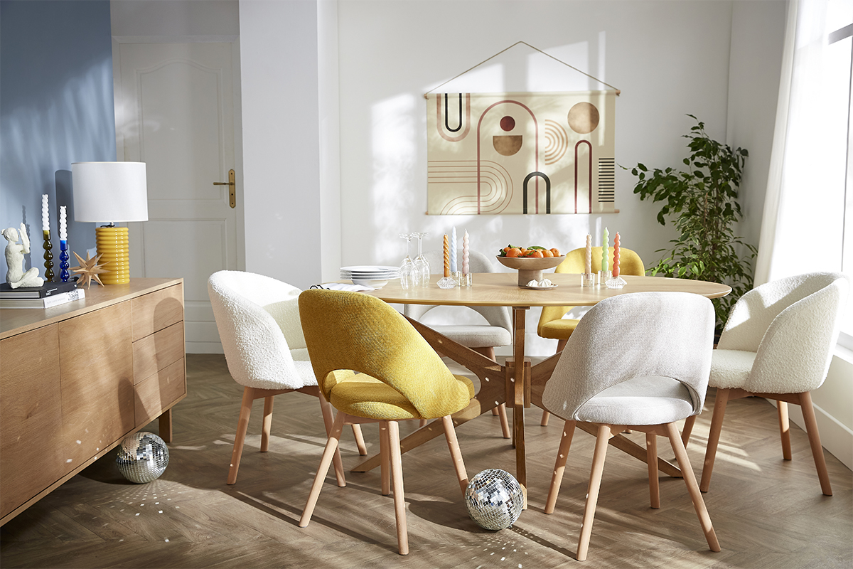 Table  manger design ovale noyer L160 cm DIELLI