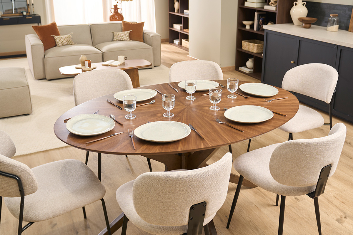 Table � manger design ovale noyer L160 cm DIELLI