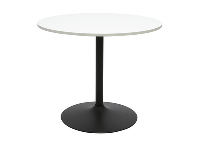 Table à manger design ronde blanche et métal noir D90 cm CALISTA