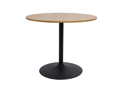 Table à manger design ronde en bois clair chêne et métal noir D90 cm CALISTA
