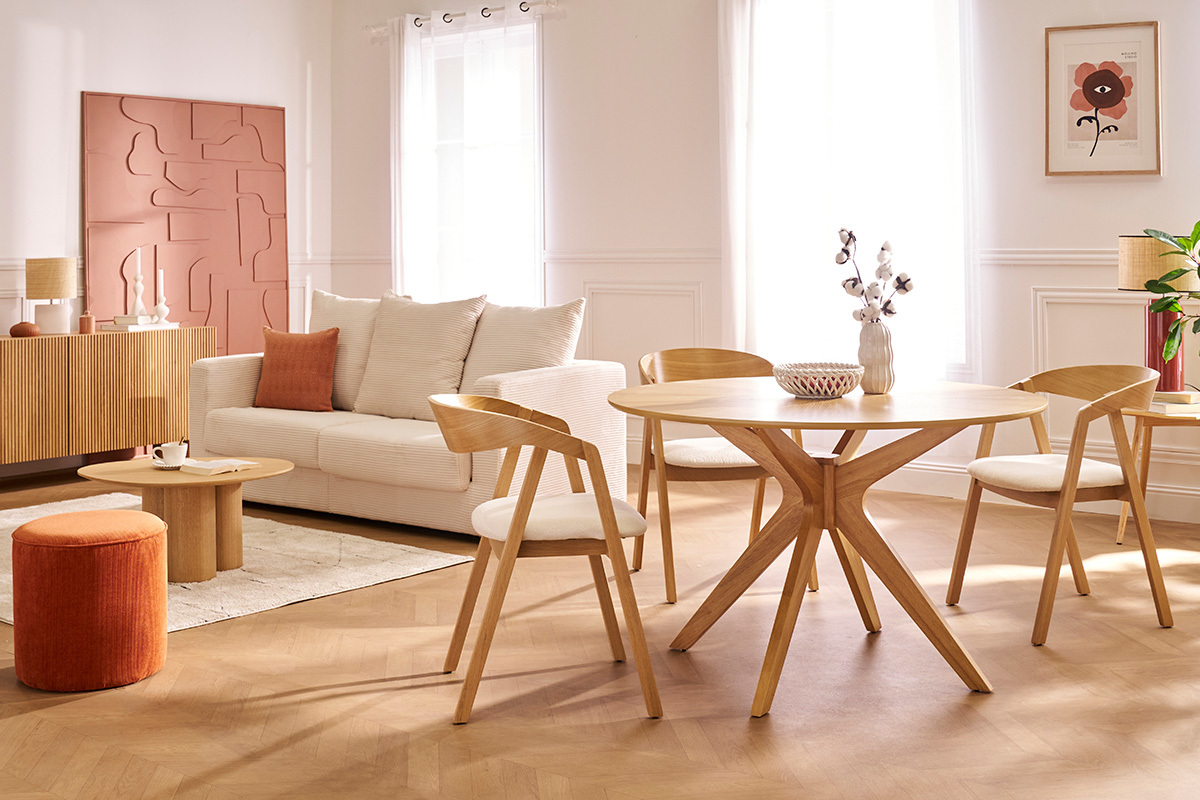 Table  manger design ronde noyer D120 cm DIELLI