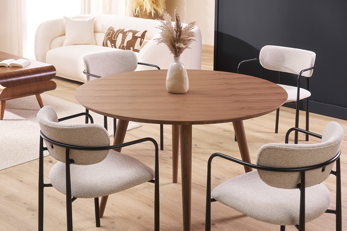 Table  manger design ronde noyer D120 cm LIVIA