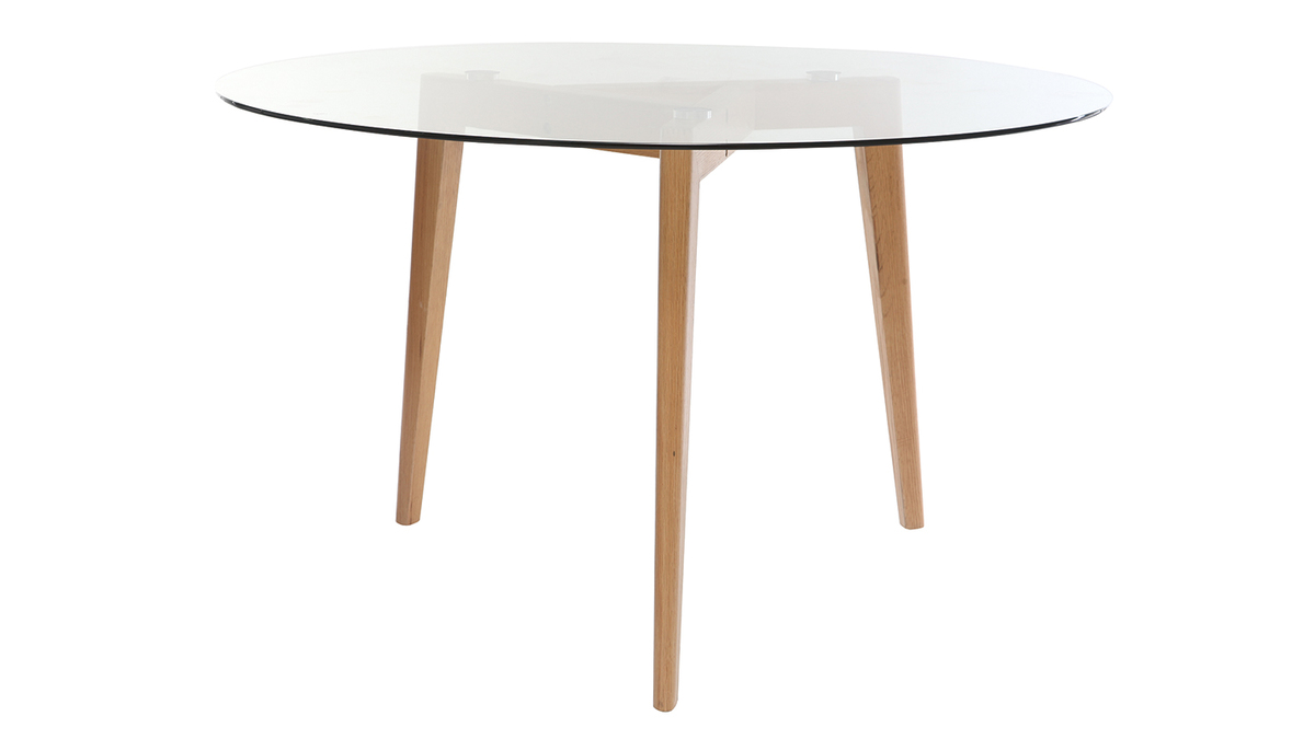 Table  manger design ronde plateau verre D125 cm DAVOS