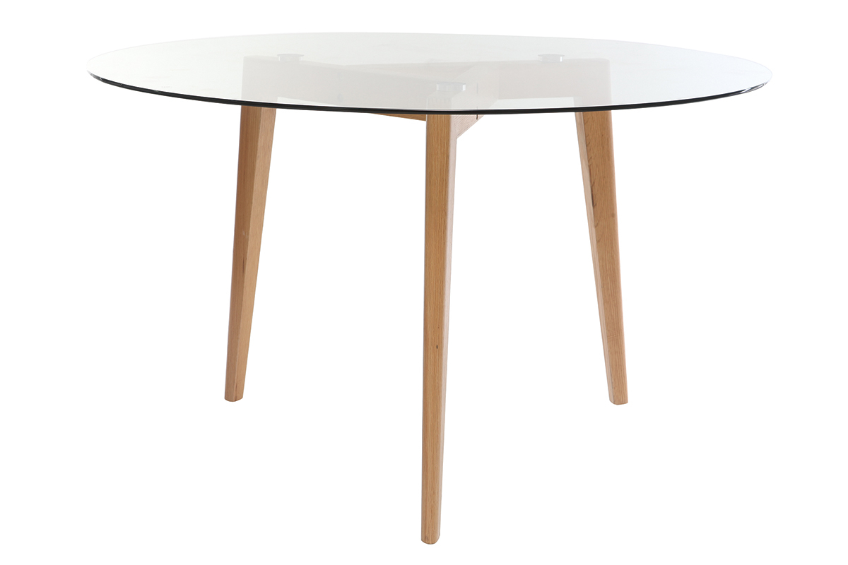 Table � manger design ronde plateau verre D125 cm DAVOS