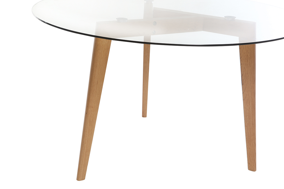 Table � manger design ronde plateau verre D125 cm DAVOS