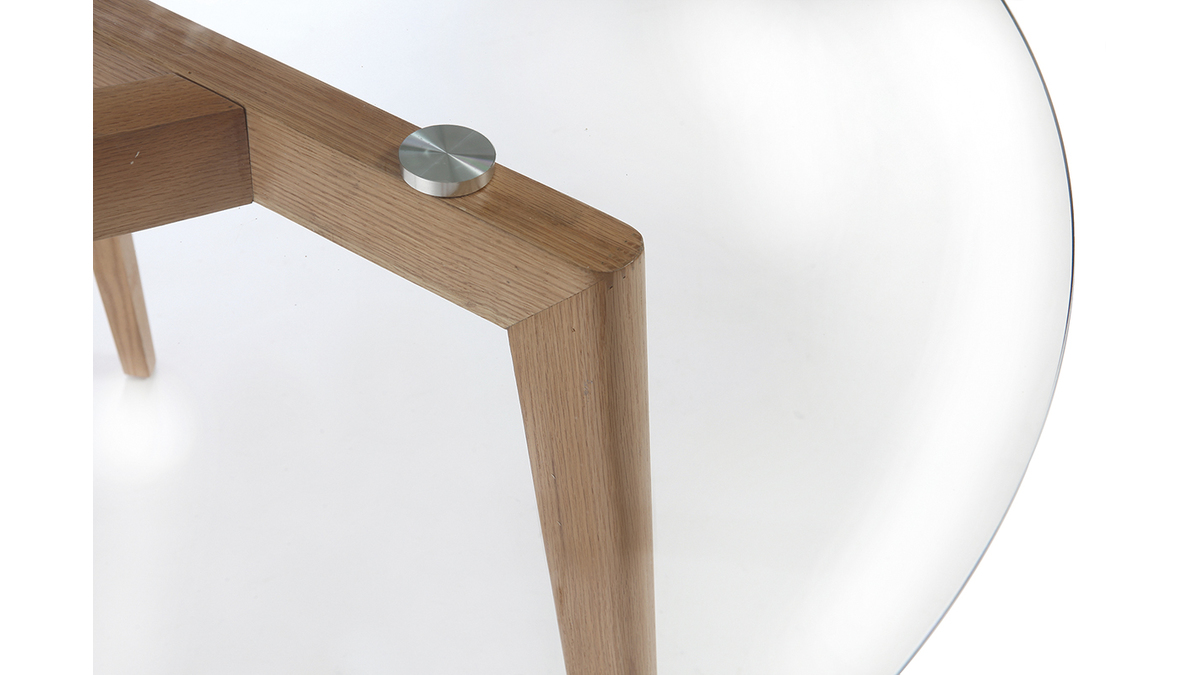 Table  manger design ronde plateau verre D125 cm DAVOS