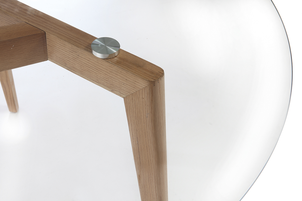 Table � manger design ronde plateau verre D125 cm DAVOS