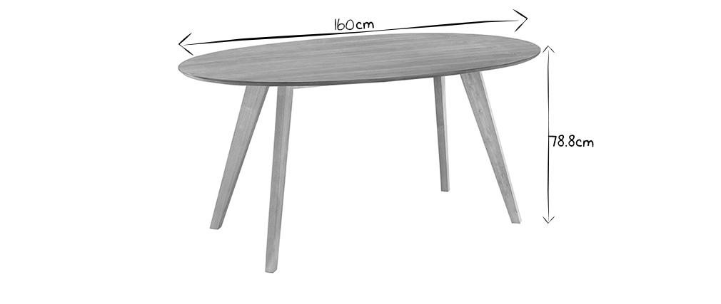 Table à manger design scandinave ovale chêne L160 cm MARIK