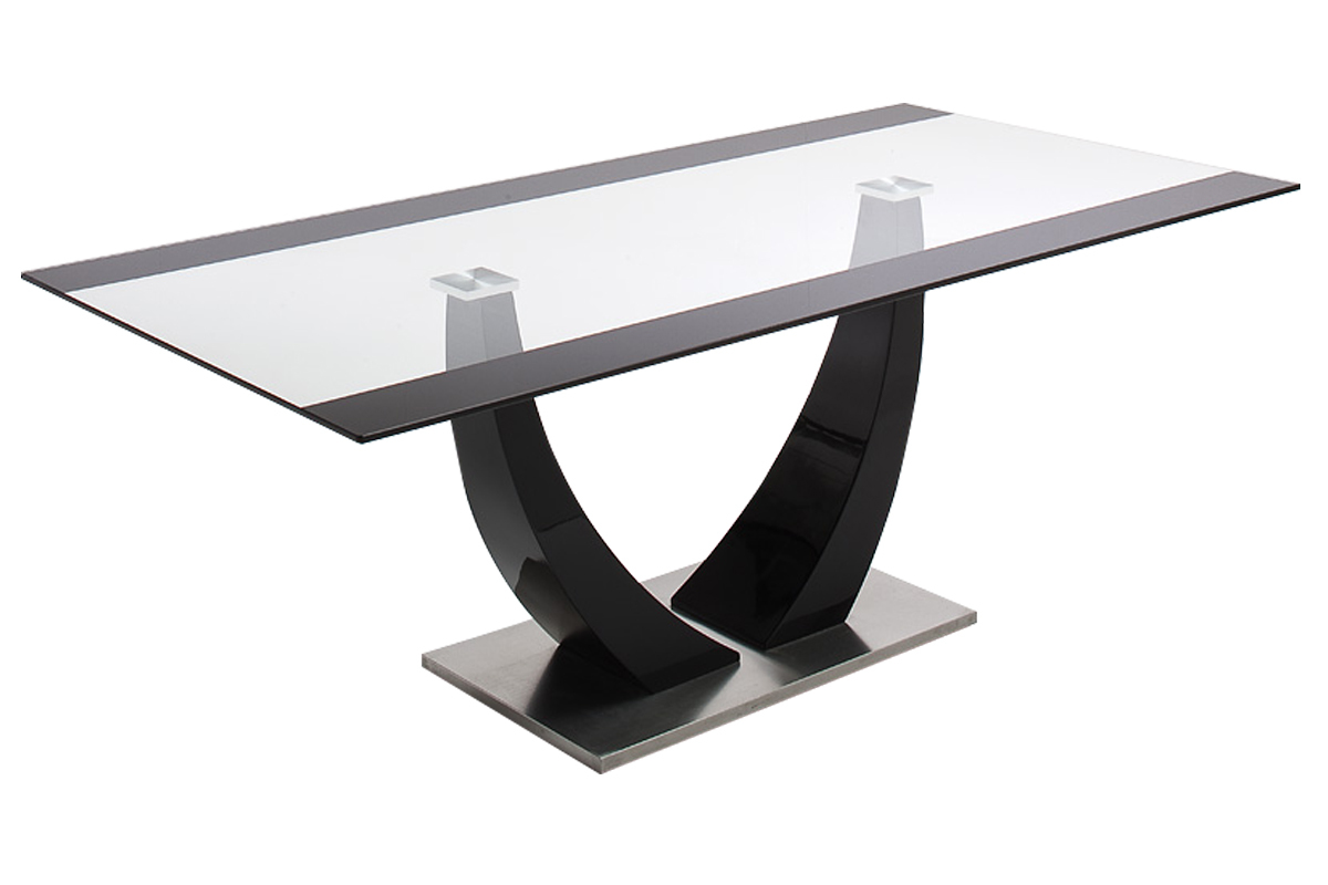 Table � manger design verre et laqu� noir 200 cm PEARL