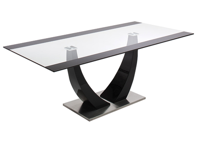 Table &agrave; manger design verre et laqu&eacute; noir 200 cm PEARL