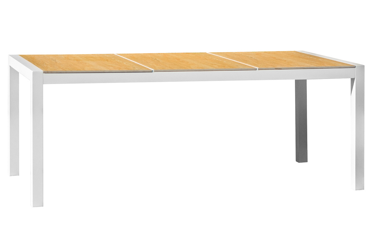 Table  manger d'extrieur blanc et bois BLANCA